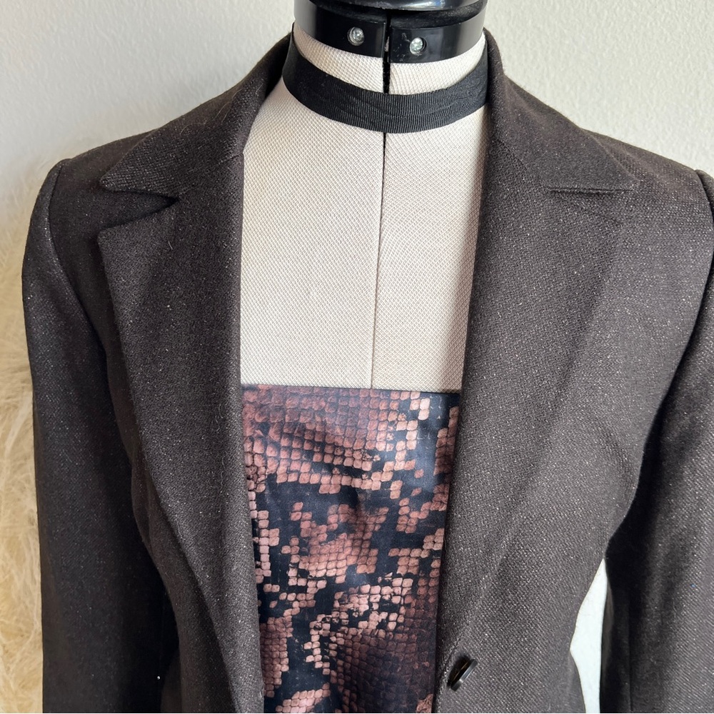 SISLEY brown tweed belted tailored blazer - Picture 8 of 13